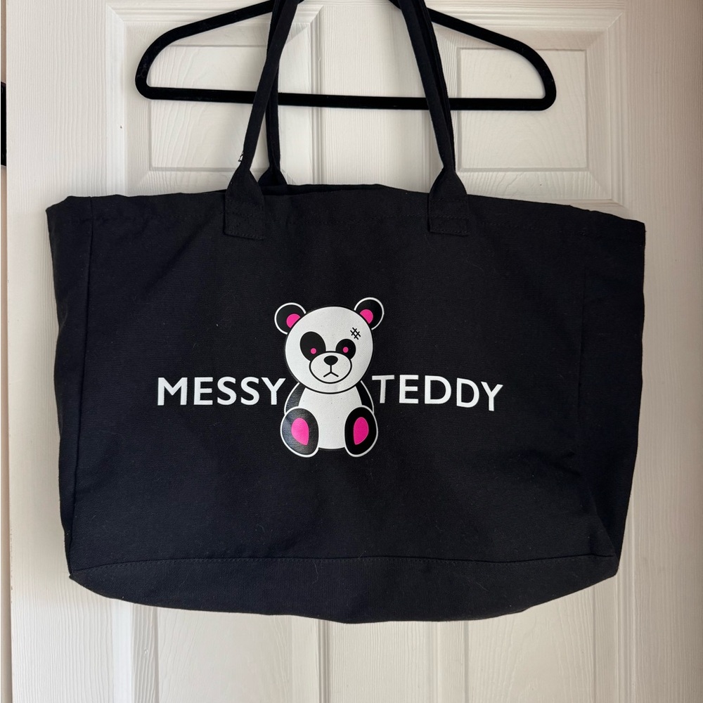 Messy Teddy Black Tote Bag